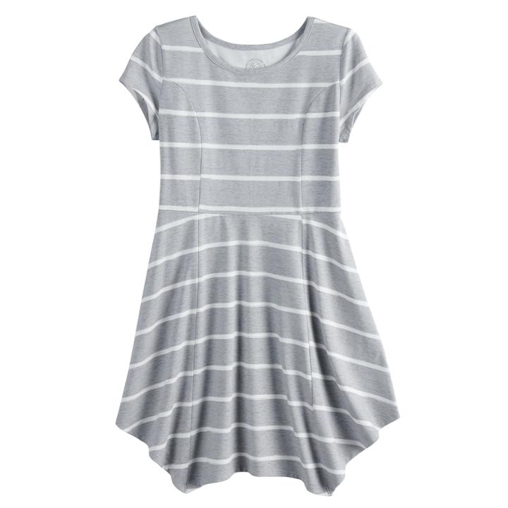 Girls 7-16 So&reg; Princess Seam Sharkbite Hem Dress, Size: S/7-8, Med Grey