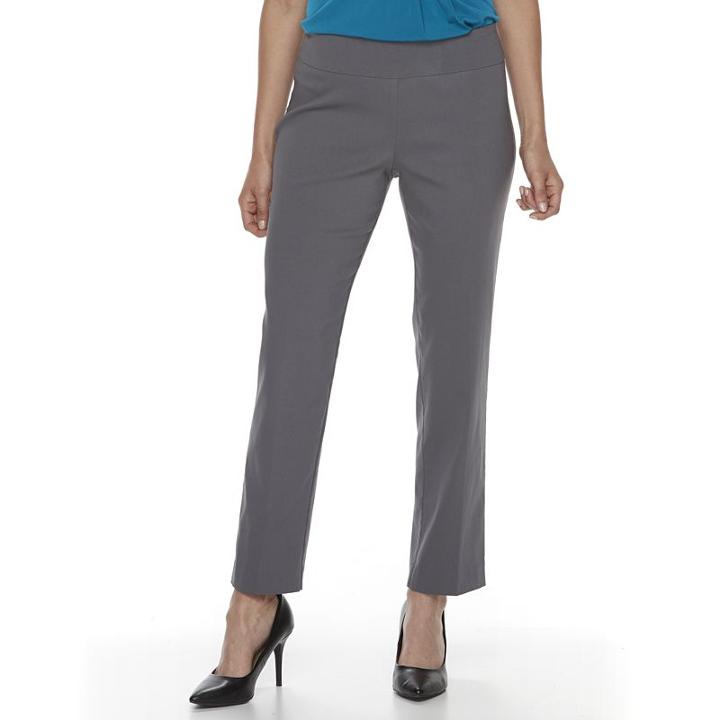 Petite Dana Buchman Slimming Solution Classic Fit Dress Pants, Women's, Size: Xl Petite, Dark Grey
