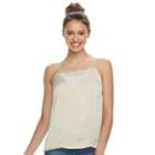 Juniors' Mudd&reg; Satin & Lace Swing Tank, Teens, Size: Medium, Lt Beige