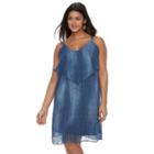 Plus Size Suite 7 Chiffon Popover Dress, Women's, Size: 16 W, Med Blue