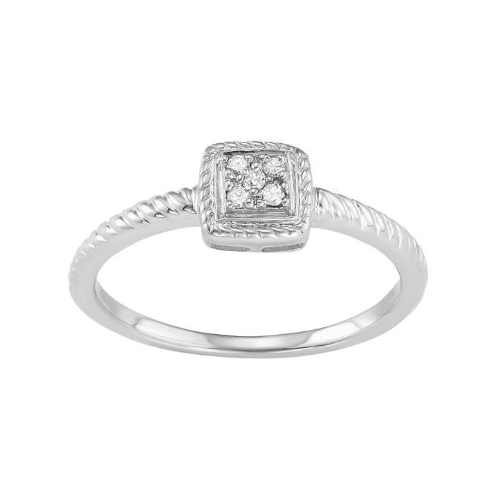 Sterling Silver Diamond Accent Twist Halo Ring, Women's, Size: 7, White