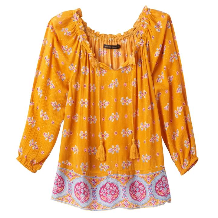 Girls 7-16 Mudd&reg; 3/4-length Cold Shoulder Peasant Top, Size: 7-8, Brt Orange
