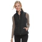 Women's Weathercast Quilted Puffer Vest, Size: Large, Black