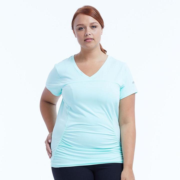 Plus Size Marika Curves Elizabeth Shirred Workout Tee, Women's, Size: 1xl, Lt Green