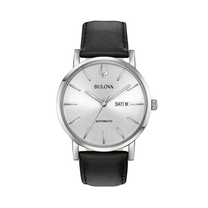 Bulova Men's Classic Leather Automatic Watch - 96c130, Size: Large, Black