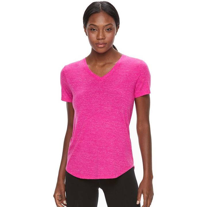 Women's Tek Gear&reg; Easy Nep V-neck Yoga Tee, Size: Xl, Dark Pink