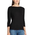 Women's Chaps Cotton-blend Boatneck Top, Size: Medium, Black