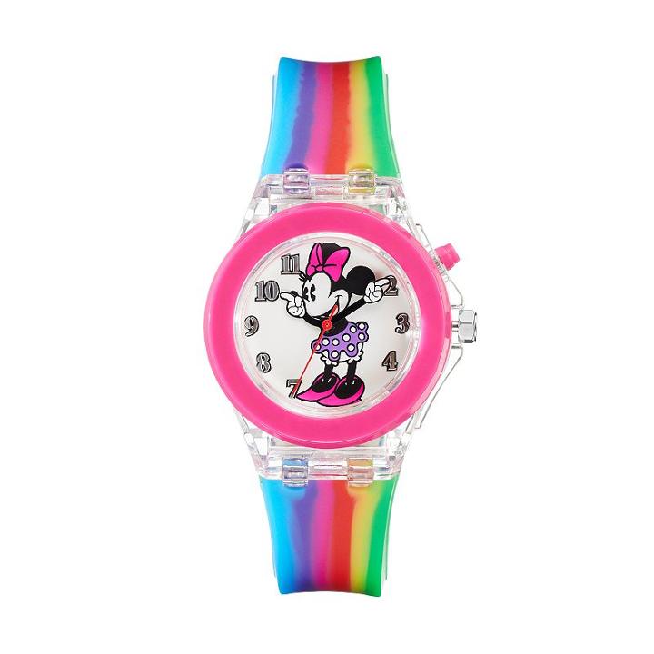 Disney's Minnie Mouse Girls' Rainbow Light-up Watch, Multicolor