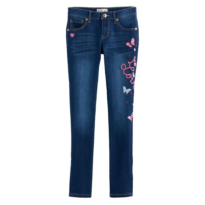 Girls 7-12 Freestyle Revolution Embroidered Leg Skinny Jeans, Size: 12, Ovrfl Oth