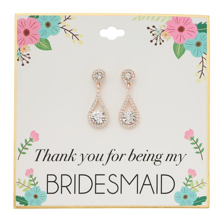 Simlated Crystal Bridesmaid Teardrop Nickel Free Earrings, Women's, Light Pink