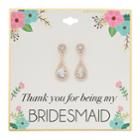 Simlated Crystal Bridesmaid Teardrop Nickel Free Earrings, Women's, Light Pink