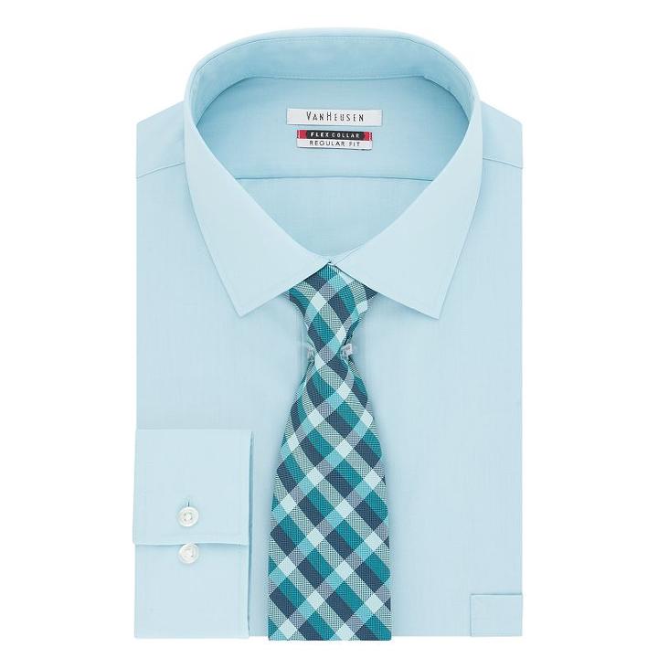 Men's Van Heusen Regular-fit Flex Collar Dress Shirt & Tie, Size: Xl-34/35, Blue Other