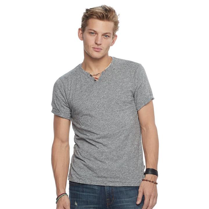 Men's Rock & Republic Textured Notchneck Tee, Size: Medium, Black