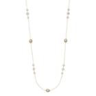 14k Gold Over Silver Freshwater Cultured Pearl Station Long Necklace, Women's, Size: 36, White