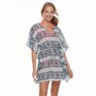 Women's Portocruz Geometric Batwing Caftan Cover-up Dress, Size: Medium, Blue (navy)