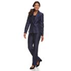 Women's Le Suit Sateen Jacket & Pant Suit, Size: 14, Blue (navy)
