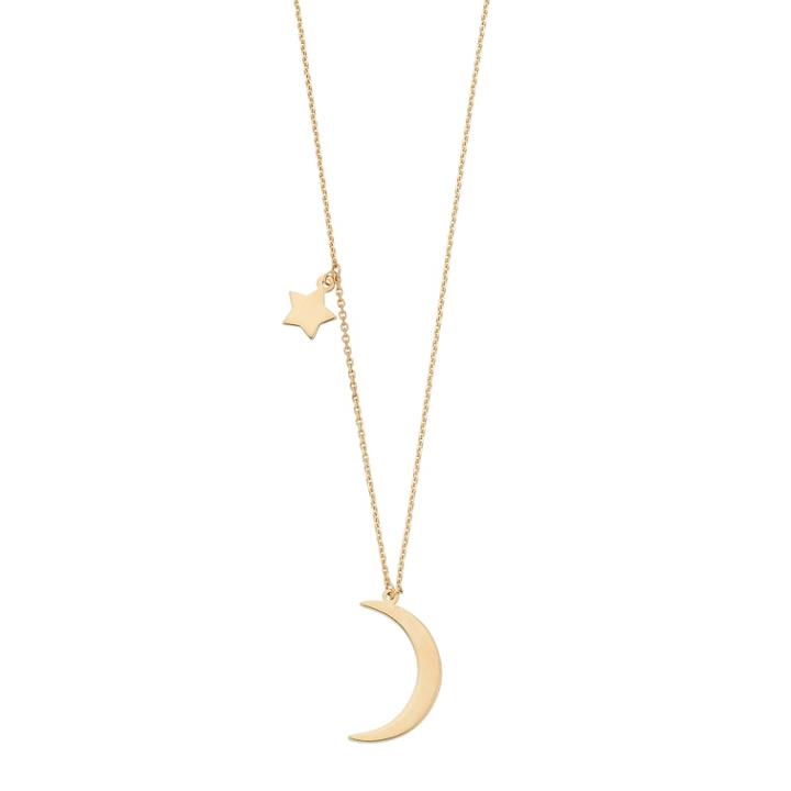 14k Gold Moon & Star Necklace, Women's, Size: 16, Yellow
