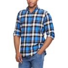 Big & Tall Chaps Regular-fit Plaid Flannel Performance Button-down Shirt, Men's, Size: L Tall, Blue