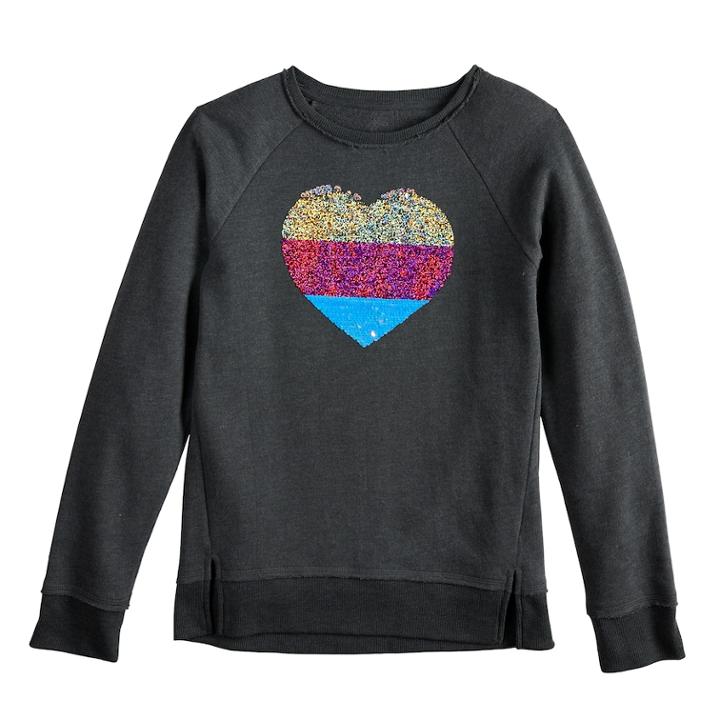 Girls 7-16 So&reg; Flip Sequin Sweatshirt, Size: 16, Med Grey