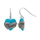 Tori Hill Simulated Turquoise & Marcasite Sterling Silver Heart Drop Earrings, Women's, Blue