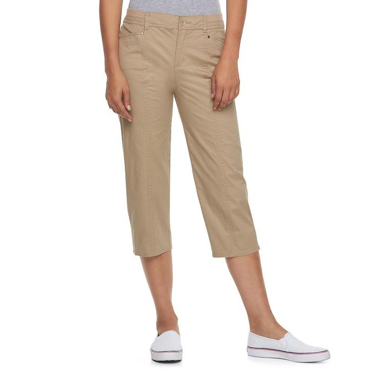 Women's Croft & Barrow&reg; Twill Utility Capris, Size: 18, Med Beige