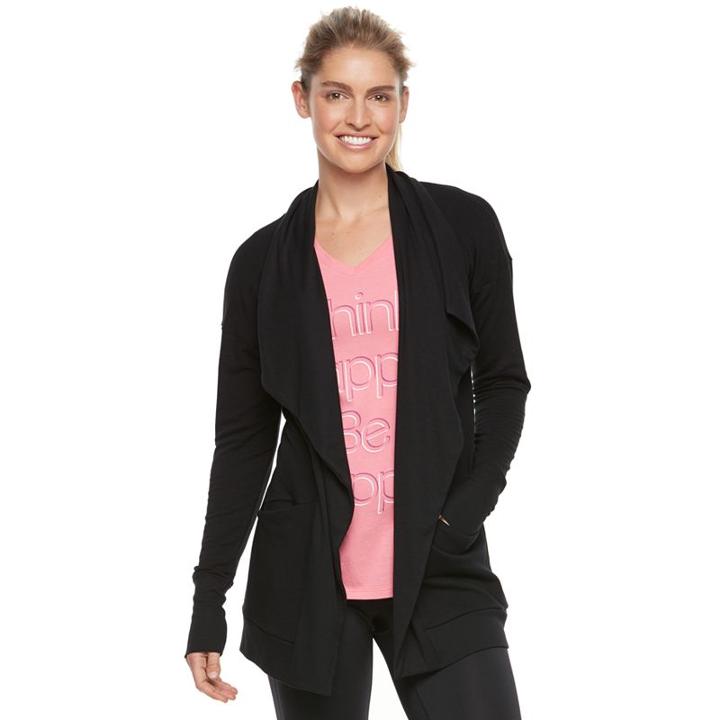 Women's Tek Gear&reg; Draped Open-front Cardigan, Size: Small, Black