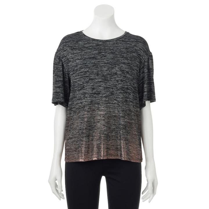 Women's Apt. 9&reg; Glitter Elbow Sleeve Tee, Size: Xxl, Black