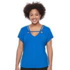 Juniors' Plus Size Candie's&reg; Strappy Cutout Top, Girl's, Size: 2xl, Med Blue