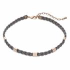 Gray Braided Faux Suede Choker Necklace, Women's, Silver
