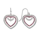 Amore By Simone I. Smith Platinum Over Silver Crystal Heart Drop Earrings, Women's, Pink
