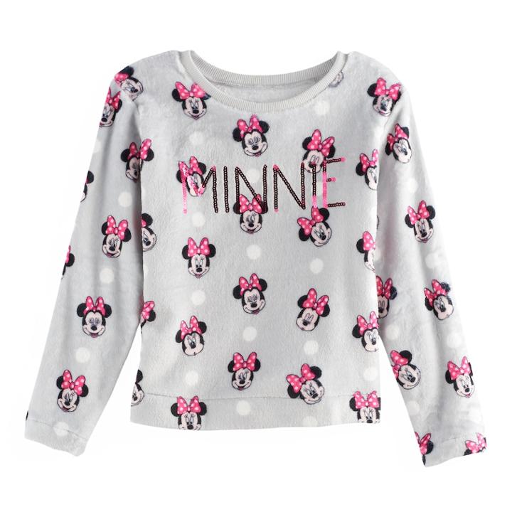 Disney's Minnie Mouse Girls 7-16 Sequin Minnie Fleece Pullover, Size: Large, Grey