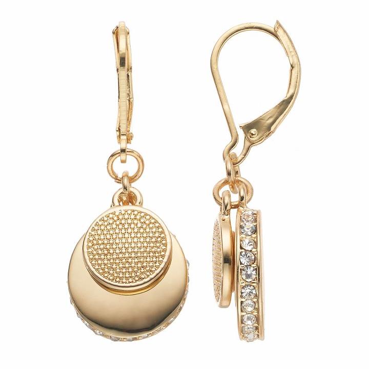 Napier Textured Disc Double Drop Earrings, Women's, Gold