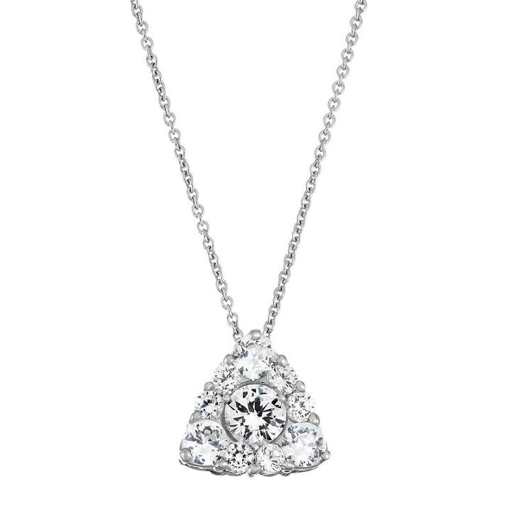Sterling Silver Lab-created White Sapphire Triangle Pendant Necklace, Women's, Size: 18