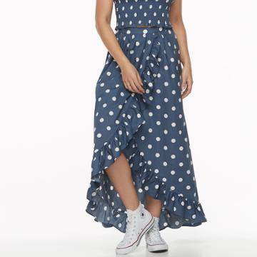 K/lab Polka-dot Ruffled Faux Wrap Skirt, Kids Unisex, Size: Medium, Light Blue