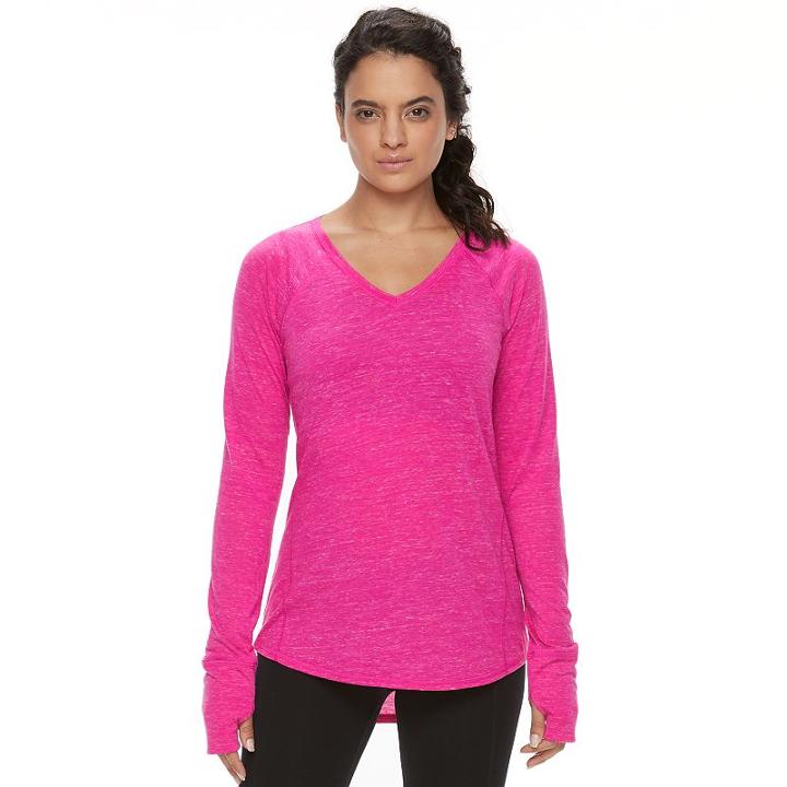 Women's Tek Gear&reg; Printed Long Sleeve Tee, Size: Large, Dark Pink