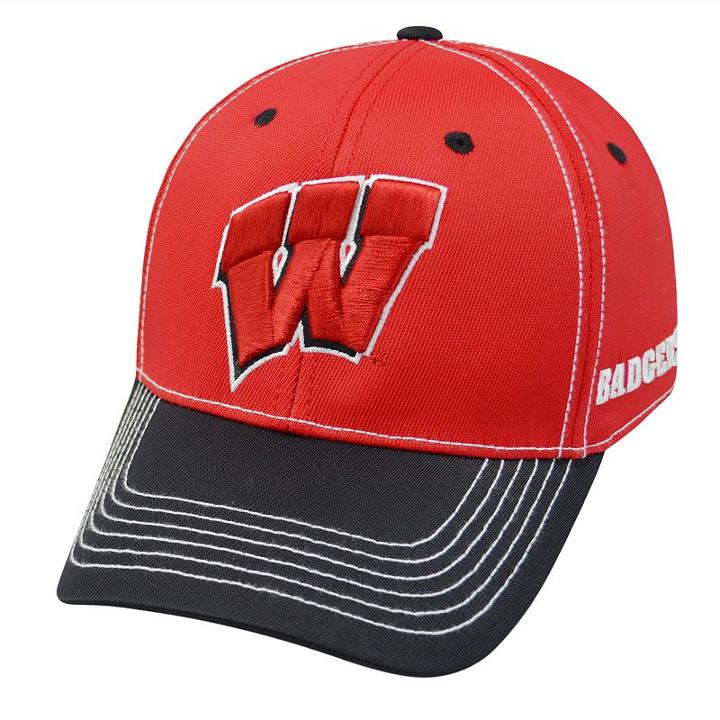 Top Of The World, Adult Wisconsin Badgers Tactile One-fit Cap, Med Red