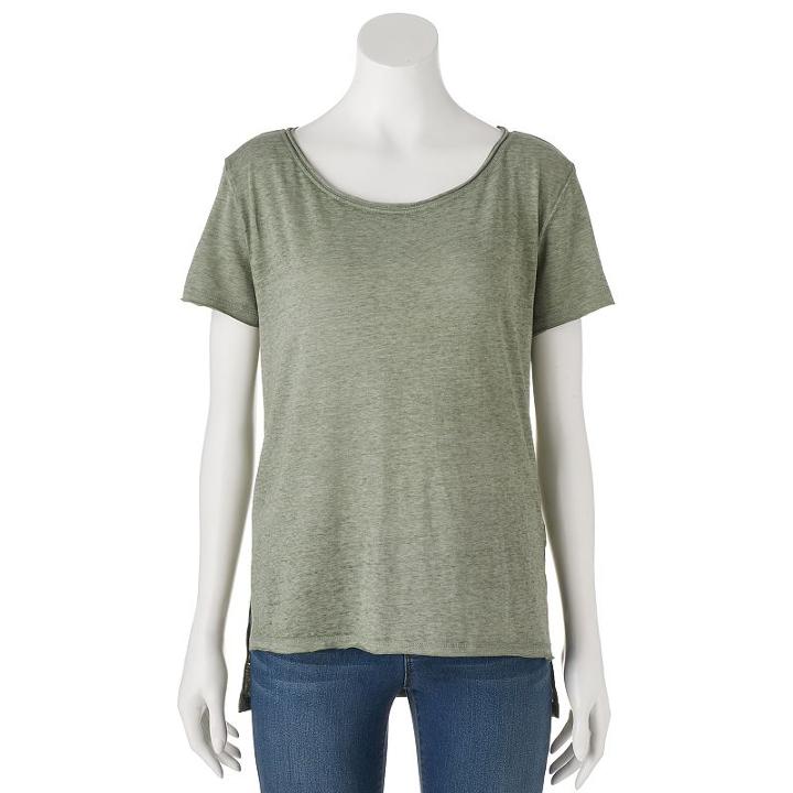 Juniors' Mudd&reg; Solid High-low Hem Tee, Girl's, Size: Medium, Med Green