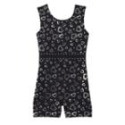 Girls 4-16 Jacques Moret Silver Hearts Biketard, Girl's, Size: Large, Black