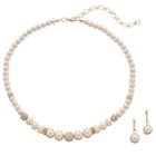 Graduated Simulated Pearl Necklace & Drop Earring Set, Women's, Light Pink