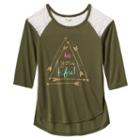 Girls 7-16 Mudd&reg; Raglan Lace High-low Graphic Tee, Girl's, Size: 7-8, Med Green