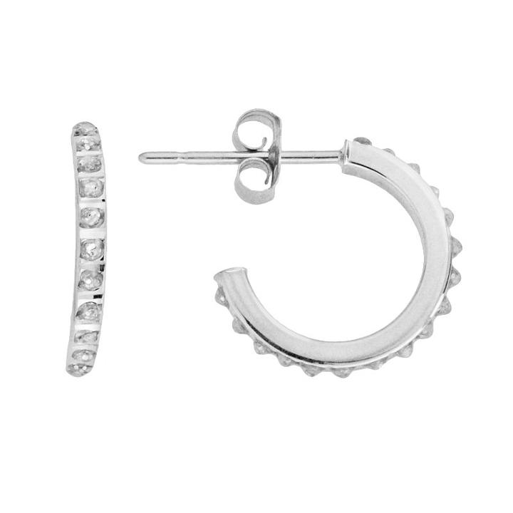 Diamond Fascination 14k White Gold Semihoop Earrings, Women's