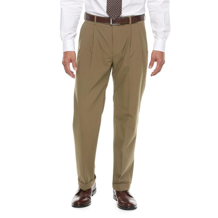 Men's Croft & Barrow&reg; True Comfort 4-way Stretch Classic-fit Pleated Dress Pants, Size: 32x32, Brown