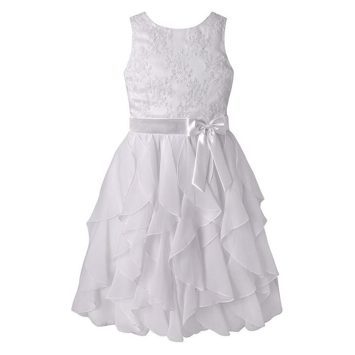 Girls 7-12 American Princess Embroidered Bodice Corkscrew Dress, Girl's, Size: 8, White