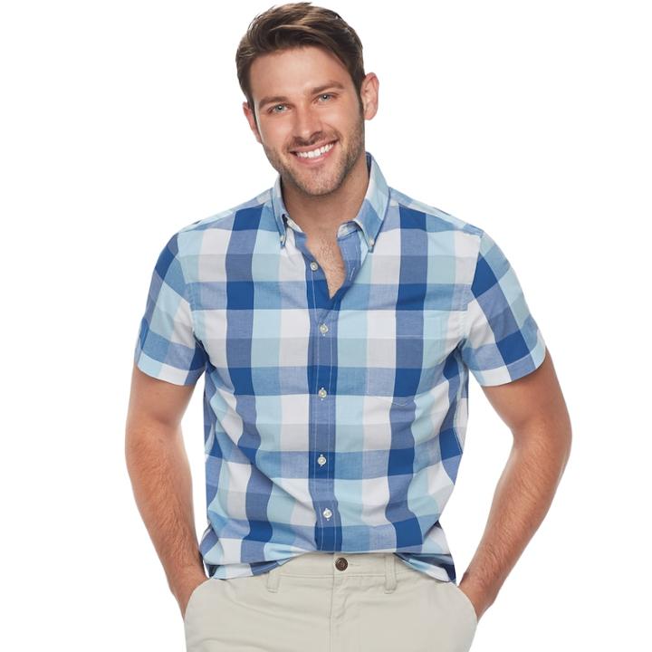Men's Sonoma Goods For Life&trade; Slim-fit Poplin Button-down Shirt, Size: Xl, Med Grey