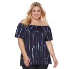Plus Size Apt. 9&reg; Off-the-shoulder Peasant Top, Women's, Size: 0x, Blue (navy)