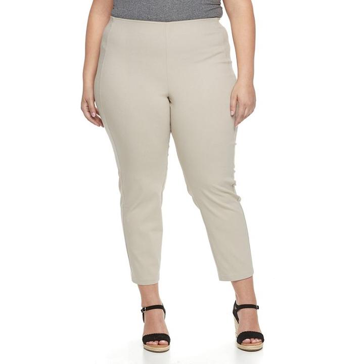 Plus Size Croft & Barrow&reg; Slim Ankle Pants, Women's, Size: 24 W, Lt Beige