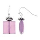 Purple Square Bead Drop Earrings, Women's, Drk Purple