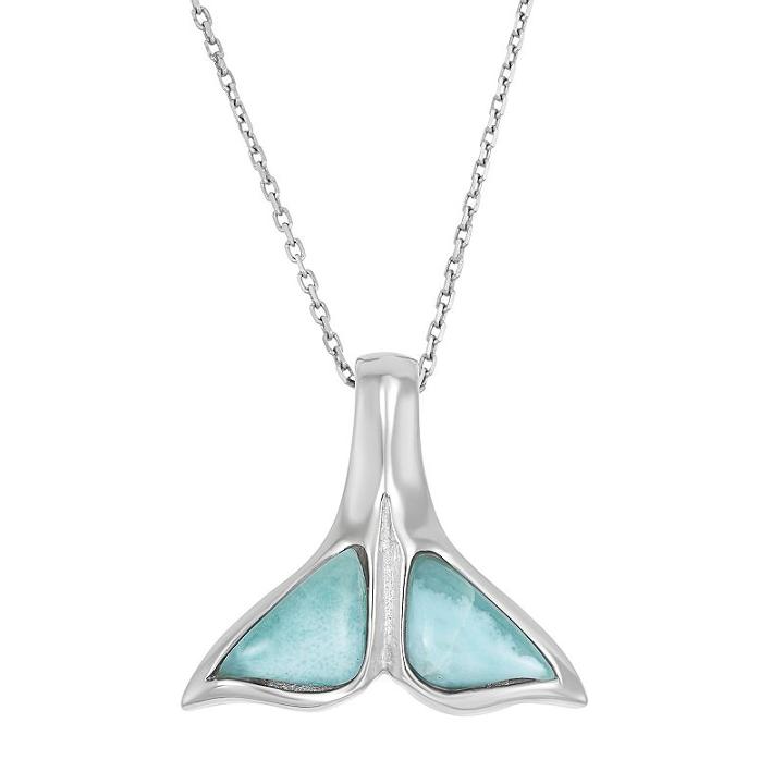 Larimar Sterling Silver Whale Tail Pendant Necklace, Women's, Size: 18, Blue