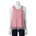 Juniors' Trixxi Scallop Lace Tank, Girl's, Size: Large, Med Pink