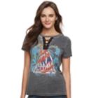 Women's Rock & Republic&reg; Lace-up Def Leppard Tee, Size: Medium, Black